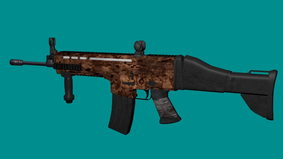 Low Poly Assault Rifle w/Textures &amp; materials preview image 1